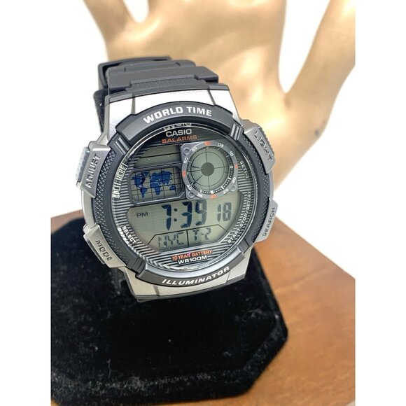 Casio Men's Watch AE1000W Black Resin Digital Quartz Sport World Time 3198 - Picture 13 of 14